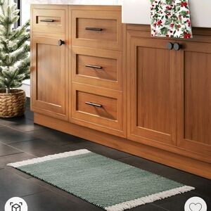 Threshold Indoor Handmade Flat Pile Rug, Green Area Rug, Bathroom Kitchen Rug